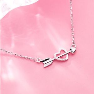 NEW 925 Sterling Silver Heart & Arrow Necklace